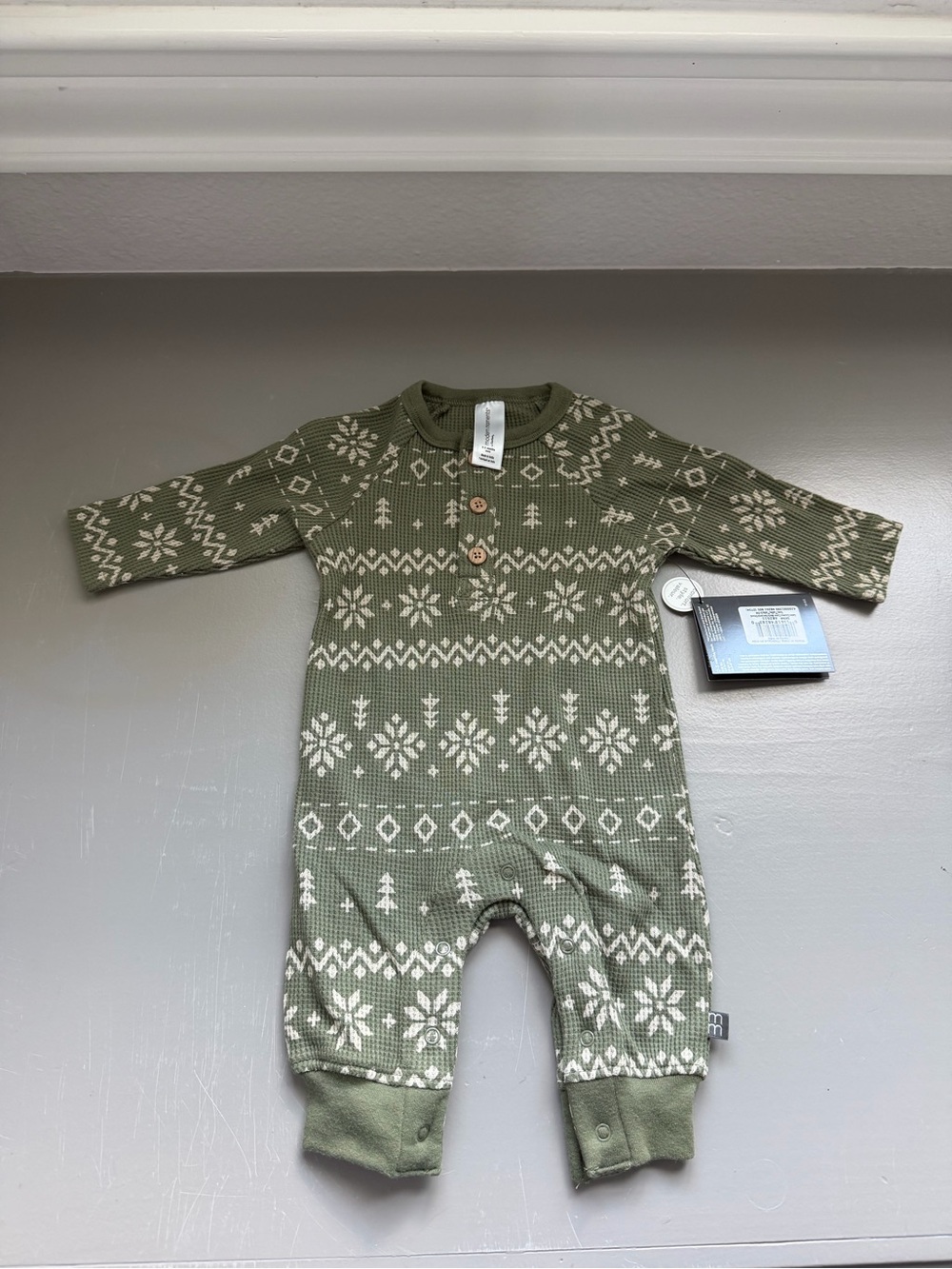 Olive Green Knit Holiday One-Piece Romper